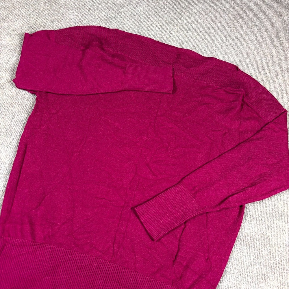 Express Sweater Womens Small Magenta Ribbed Knit Boat Neck Long Sleeve Winter